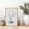 thumbnail image 3 of IDEA4WALL Framed Canvas Art Wall Decor Prickly Pear Cactus with Pink Flower and WOD Panel Botanical Plants Illustrations Realism Decorative Elements for Dorm Home Office - 24"x36", 3 of 4