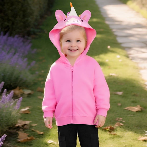 Hpapadks Girls Hoodies Girls Cute Pullover Hoodie Fall Fashion Casual Wear Baby Sweatshirt Pink 5-6 Years