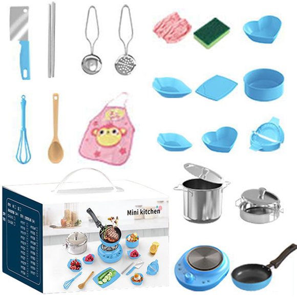 22Pcs Children's Real Cooking Kitchen Toys Kids Real Easy Bake Cook Set Toddler Really Cooking Play Pots Pans Kitchen Accessories Toddler Cooking Set Kitchen Tool