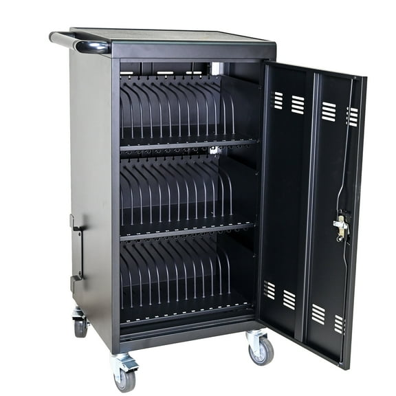 Aukfa 45-Unit Laptop Charging Cart, Mobile Charging Station for Classroom, Up to 17-inch Screen Size, Black