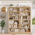 thumbnail image 4 of Hiphuta 63"W Extra Large and Sturdy Bookcase, Double Wide 6-Tier Bookshelf, Tall Bookcase for Home Office and Living Room, Wooden Freestanding Display Shelf, Natural, 4 of 7