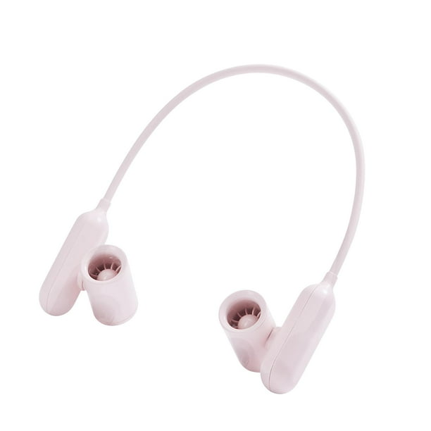 Ventilador de cuello portátil, recargable, versátil, sin aspas Rosa