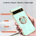 thumbnail image 3 of Compatible for Google Pixel 6A Case Ring Holder Magnet Silicone, Google Pixel 6A Phone Case Thin Protective Case Aesthetic Black 360° Rotatable Metal Stand (Green), 3 of 14