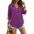 thumbnail image 4 of ZGRBOU Hoodies for Women V Neck Button Hooded Sweatshirts Roll Up Loose Cute Tops Cozy Lightweight Long Sleeve Tunic Shirts, 4 of 7