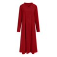 thumbnail image 6 of zaveiop Women's Long Sleeve V-Neck Loose Plain Maxi Dresses Casual Long Dresses with Pockets (Red, XXL), 6 of 7