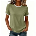 thumbnail image 6 of Babysbule Women Crew Neck Contrast Rib Trim Raglan Short Sleeve Loose Casual Tee for Summer Daily Vacation Outfits, 6 of 9