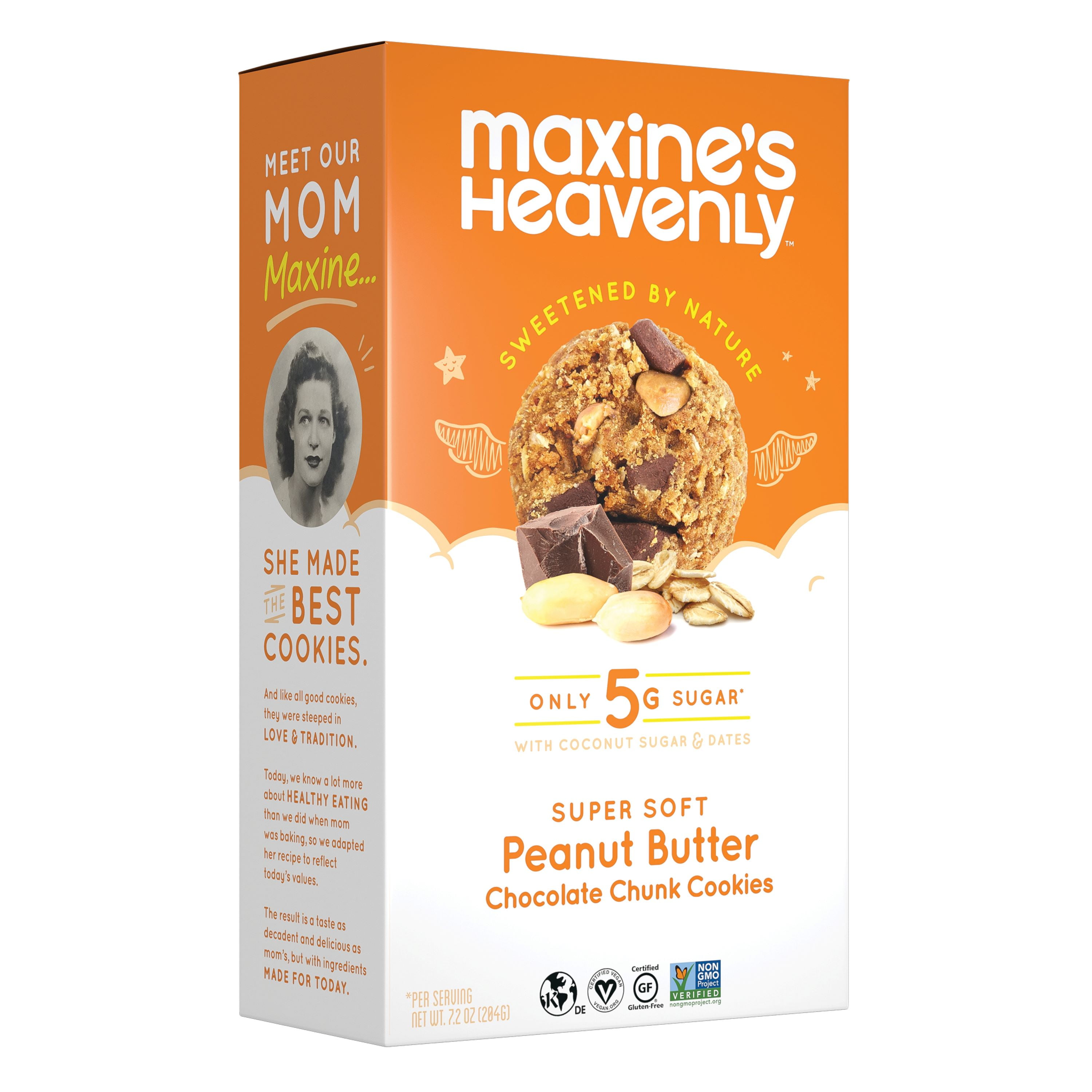 (4 pack) Maxine's Heavenly, Soft Baked Peanut Butter Chocolate Chunk Cookies, 7.2 oz