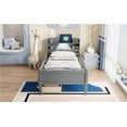thumbnail image 6 of Newest Wood Twin Size Platform Bed with Built-in LED Light, Multi-functional Headboard, Guardrail , 2 Drawers, Gray, 6 of 9