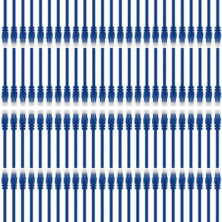 GearIT 100-Pack, Cat5e Ethernet Patch Cable 1.5 Feet - Snagless RJ45 Computer LAN Network Cord, Blue