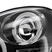 Spec-D Tuning LED Dual Halo Projector Headlights Black Compatible with 2002-2003 Subaru Impreza, Left + Right Pair Headlamps Assembly