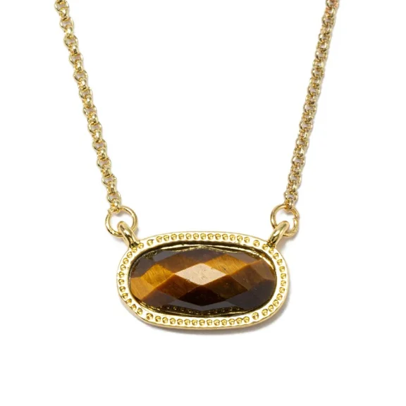Buddha & Karma Crystal Pendant Necklace - Tiger Eye