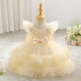 thumbnail image 5 of Girl Flower Design Dress Sleeveless Flower Design Princess Wedding Dress for Toddler and Girl Yellow 6 M-9 M, 5 of 7