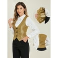 thumbnail image 2 of DARING DIVA Women's Button Up Steampunk Jacquard Sleeveless Suit Vest M Dark Khaki, 2 of 6