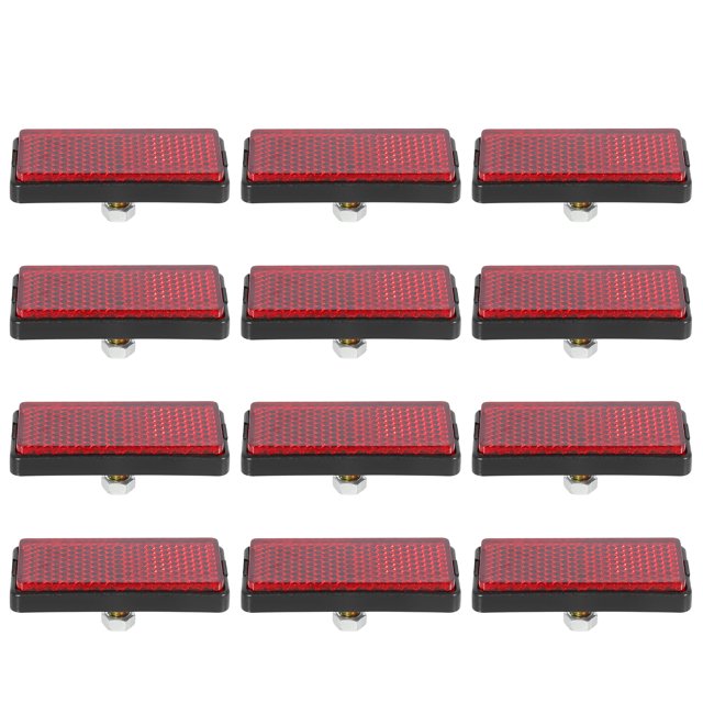 Unique Bargains 6 Pair M5x0.8 Red Rectangle Universal Screw Mount Reflective Warning Reflector for Motorcycle Bicycle 56mm Length