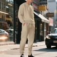 thumbnail image 3 of Gytharion Mens Sweatsuit Sets 2 Piece Outfits Long Sleeve Crew Neck Pullover Top and Cargo Sweatpants Sets Loose Comfy Jacquard Tracksuits with Pockets, 3 of 7