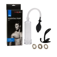 CalExotics His Essential Pump Kit with 3 Erection Rings & Curved Prostate Probe - Clear