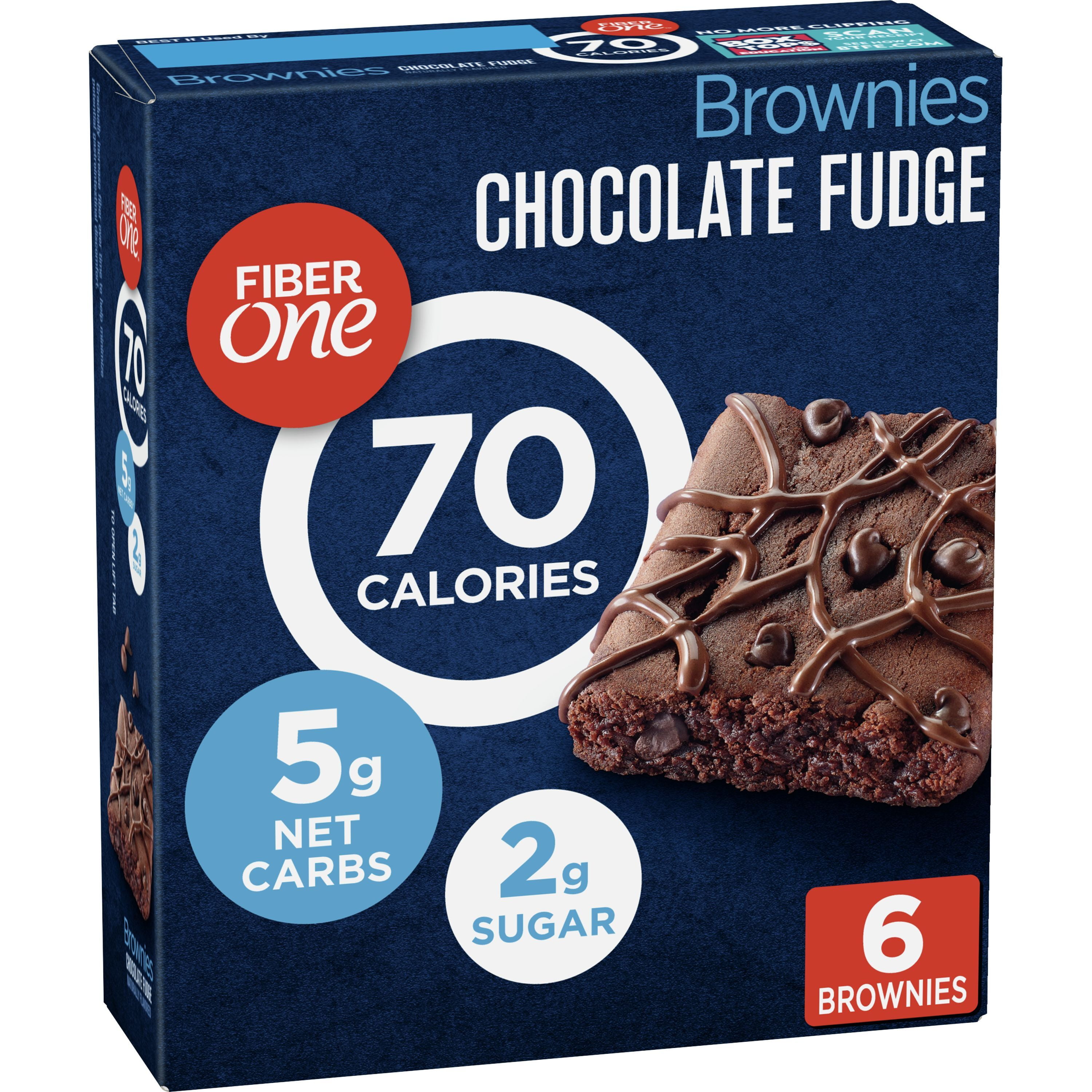 Fiber One 70 Calorie Brownies, Chocolate Fudge, Snack Bars, 6 ct