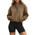 thumbnail image 4 of Neewe Women's Classic Plain Long Sleeve Casual Drawstring Sweatshirt Solid Color Pullover Shirt Top with Pocket, 4 of 8