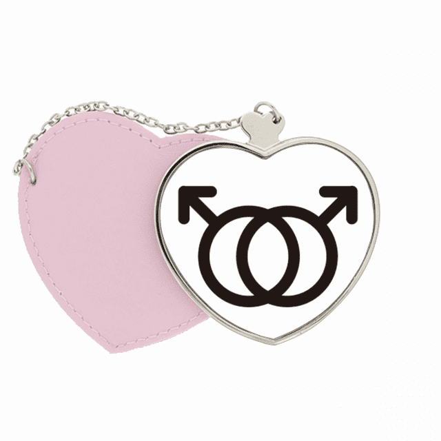 Reconocimiento de la igualdad de género entre los hombres Bolsa de viaje Mirror maquillaje corazón rosa
