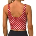 thumbnail image 3 of Haiem Red Polka Dot Pattern Womens Sports Bra - U Neck Padded Low Impact Yoga Bra Workout Crop Top Gym Moisture-Wicking Workout Vest -X-Large, 3 of 9