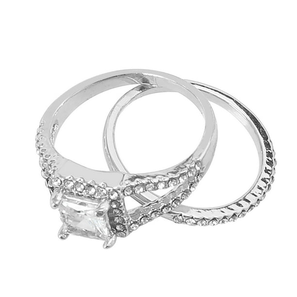 Pareja Anillos Clásico Anillo de Oro con incrustaciones de circón Anillos de joyería
