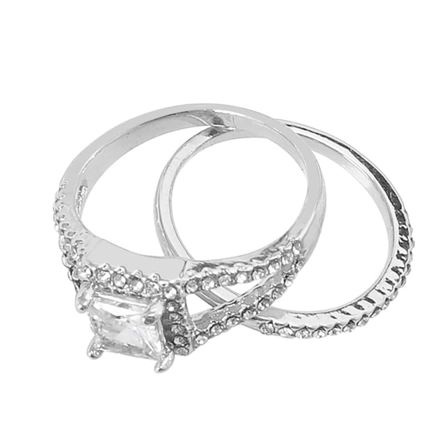 Bagues de Couple Bague Classique Plaquée Or Incrustée de Zircon Bijoux Bagues pour Couples avec Design Élégant Intemporel et Fabrication Durable