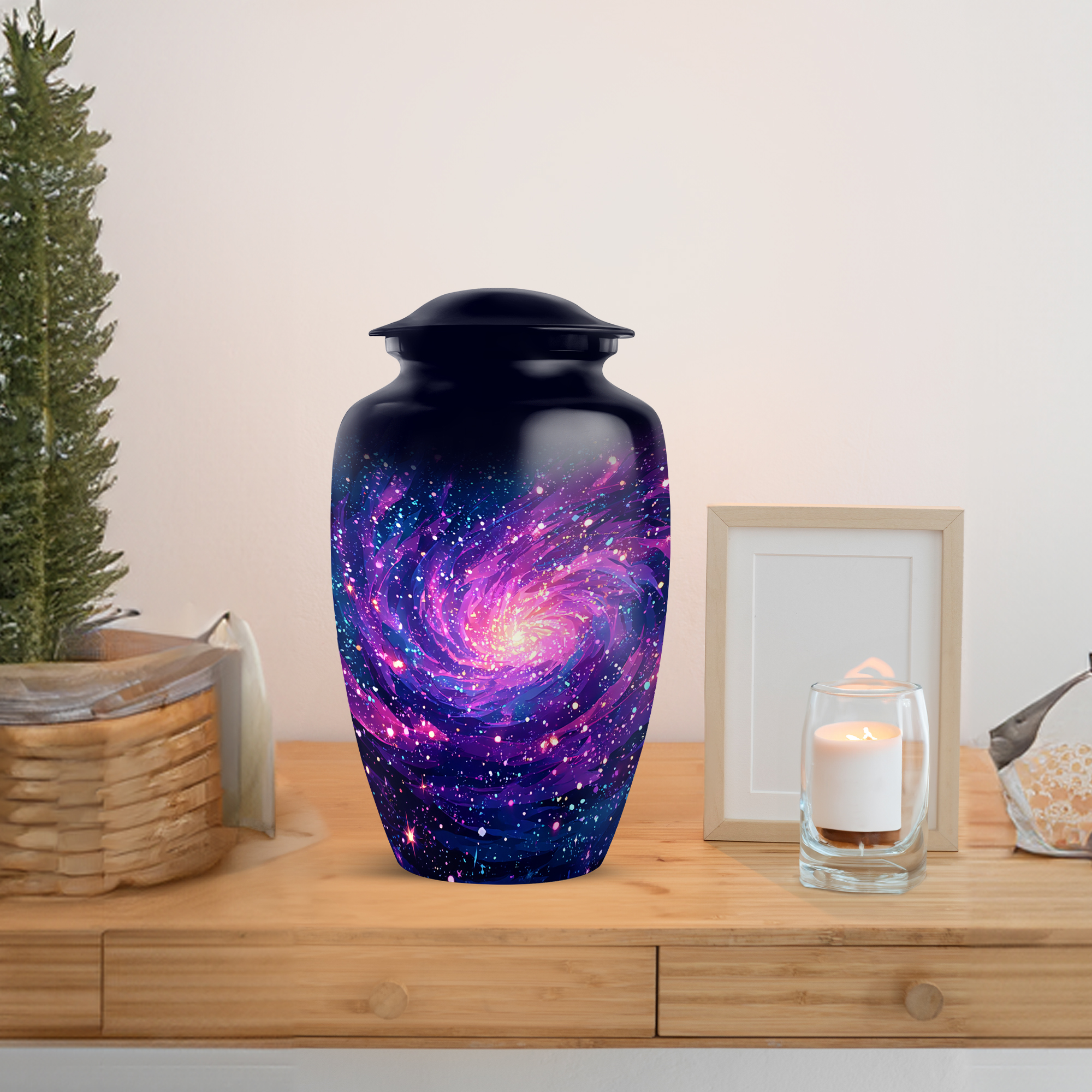 MUKTIVE Galaxy Purple Cremation Urn for Human Ashes Mom & Dad, Large Unique Urns for Ashes Men and Women, Funeral Urns, Memorial Blue Urn for Female, 10 Inch