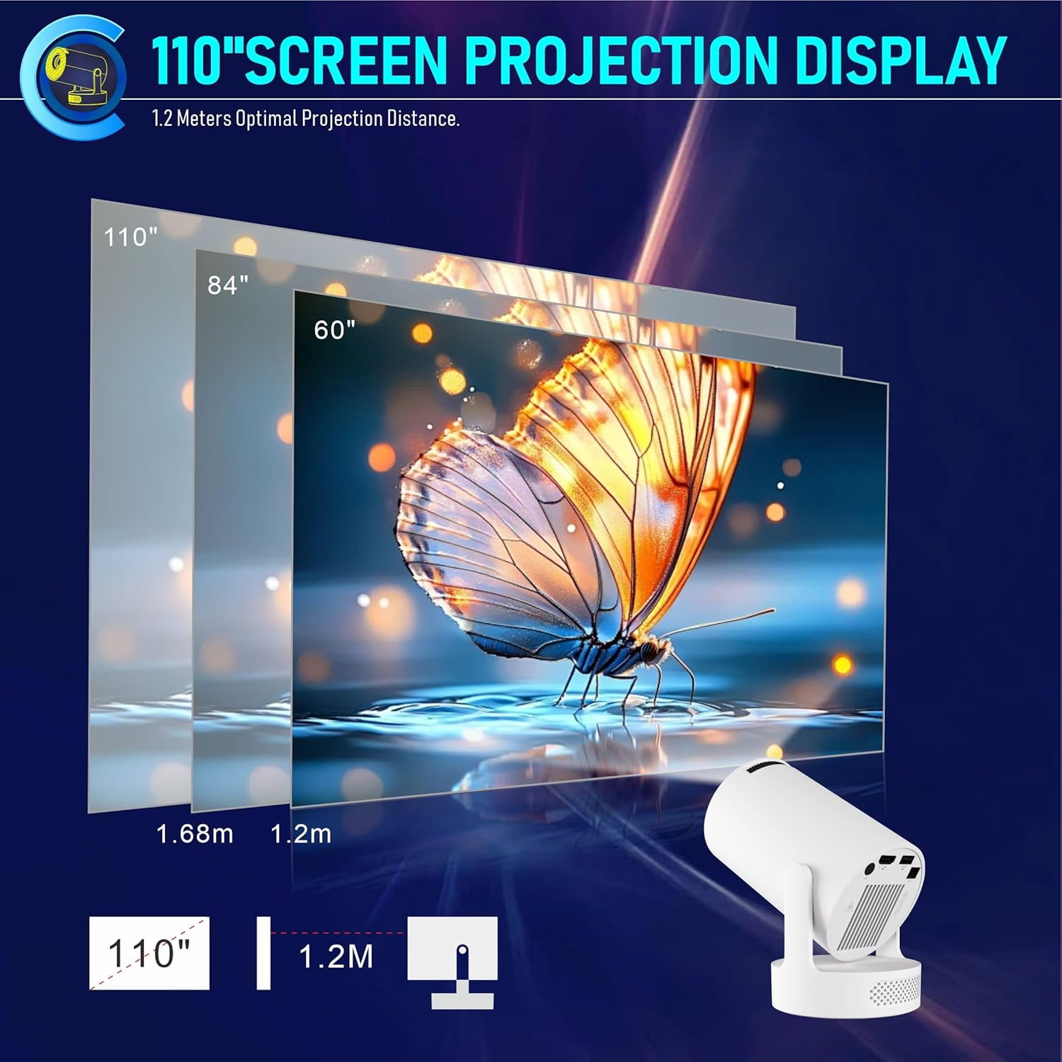 Projector HY300Ultra with WiFi 6  5.4 4K Support Android 11 Portable Home Theater