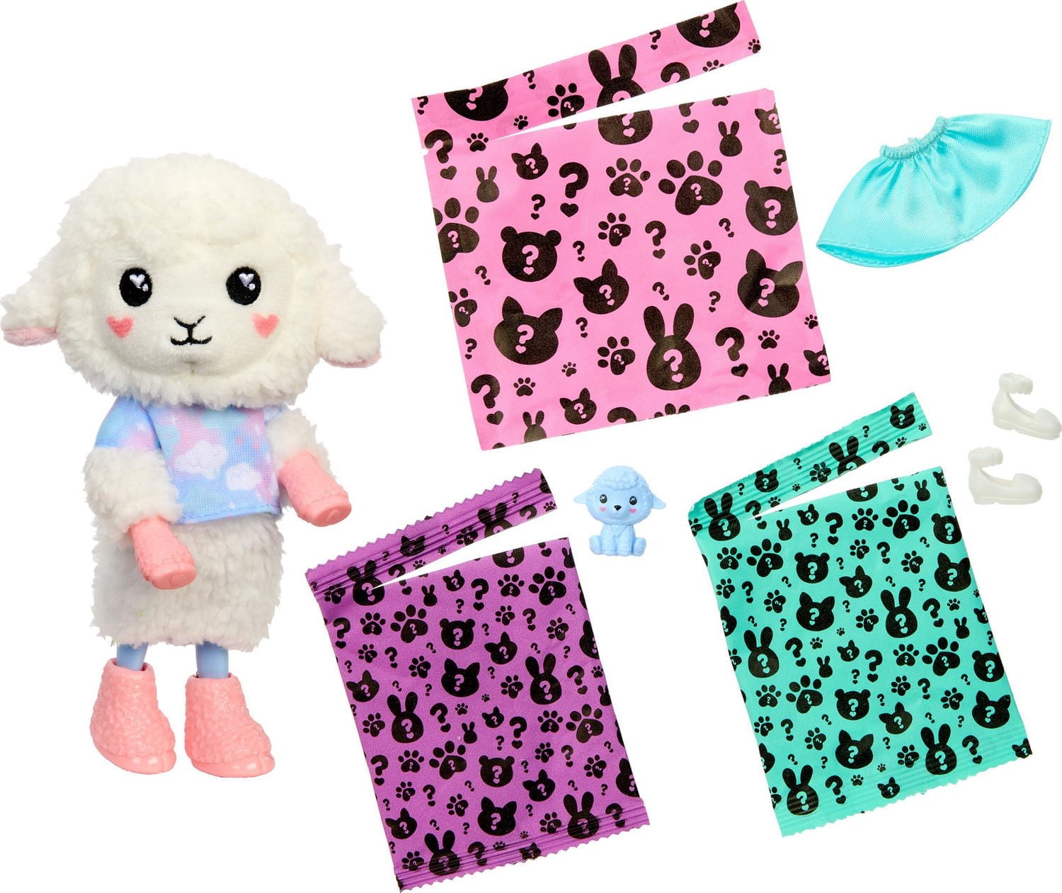 Barbie Cutie Reveal Cozy Cute Tees Series Chelsea Doll & Accessories, Plush Lamb, Blonde Small Doll