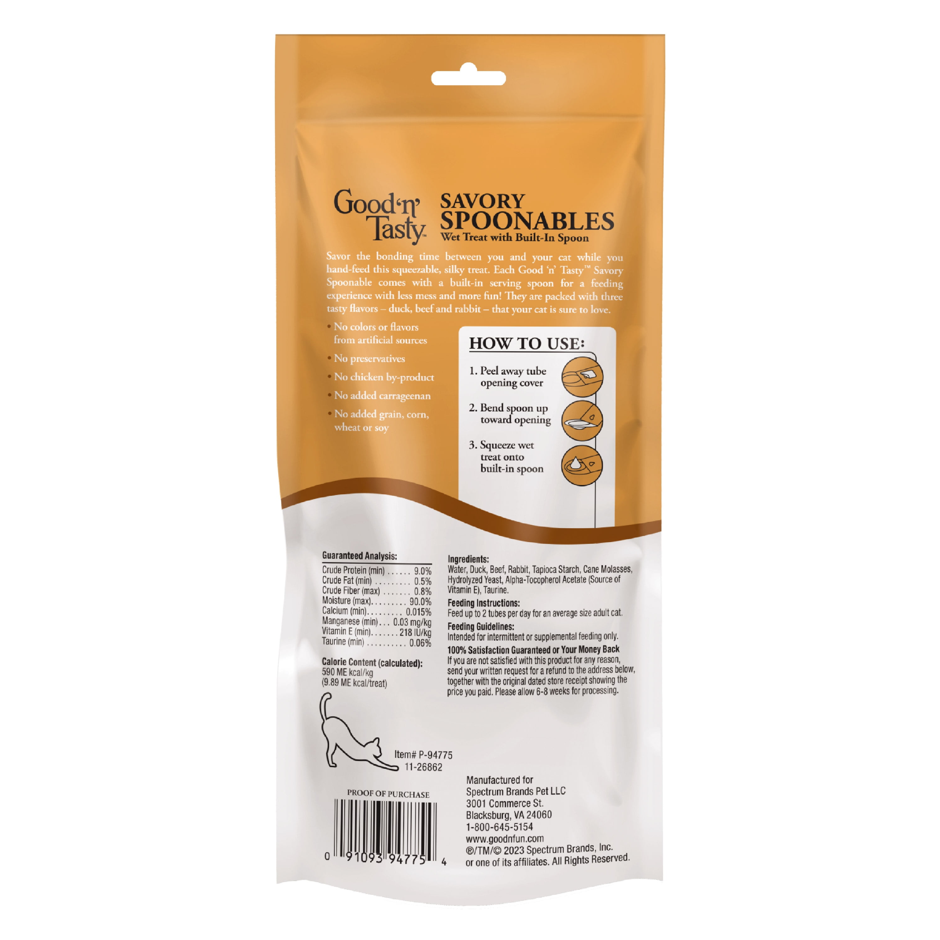 Good 'n' Tasty Savory Spoonables Lickable Wet Treats for Cats, with Duck, Beef and Rabbit, 6 Count