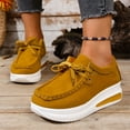 thumbnail image 2 of Yellow Womens Lace-Up Loafers With Wedge Heel Comfortable For Daily Use And Work Environments, 2 of 9