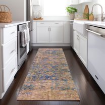 Addison Rugs Chantille Indoor/Outdoor Traditional Border Navy Machine Washable Runner Rug, 2'3" x 7'6"