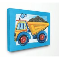 The Kids Room by Stupell The Kids Room by Stupell Yellow Dump Truck with Blue Border Canvas Wall Art by Bealook Kids