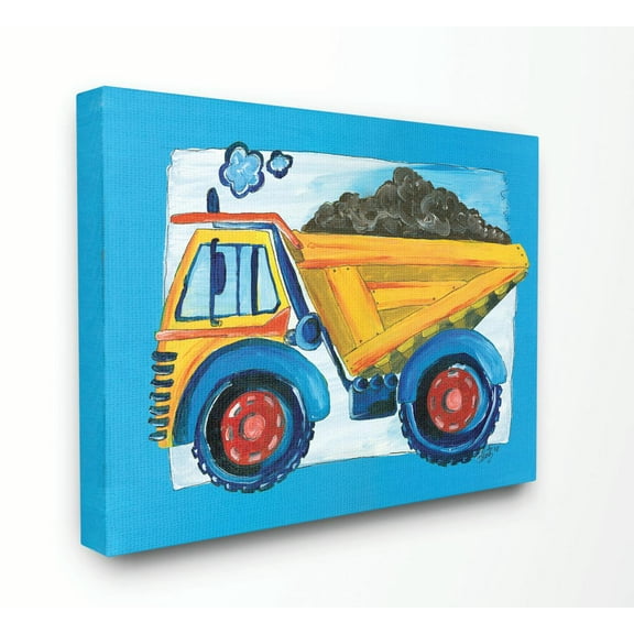 The Kids Room by Stupell The Kids Room by Stupell Yellow Dump Truck with Blue Border Canvas Wall Art by Bealook Kids