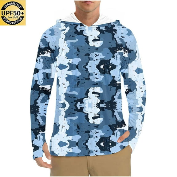 LONKITO Mens Long Sleeve Sunscreen Hoodie UPF 50  UV Sun Protection Shirts with Thumbholes for Outdoor Fishing Hiking Size XXL
