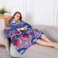 thumbnail image 5 of Oversized Wearable Blanket Hoodie,Blue Pioneer Flower and Paisley Pattern Sherpa Blanket Hoodie with Super Pockets,Super Warm Fuzzy Pullover for Women & Men, 5 of 6