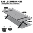 thumbnail image 7 of Crestlive Products 118" Outdoor Dining Table for 8-12, Aluminum Sturdy Frame with Umbrella Hole, Gray Wood-Grain Top, 7 of 7