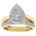 thumbnail image 2 of 14K Yellow Gold Diamond Teardrop Pear Halo Engagement Wedding Bridal Set 3/4 CT., 2 of 5