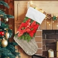 thumbnail image 5 of Poinsettia Flower Wood Christmas Stockings Christmas Presonalized Large Stocking Sock, Set of 1 Xmas Party Winter Decor Candy Bag Family Holiday Gift, 17.7 Inch, 5 of 7