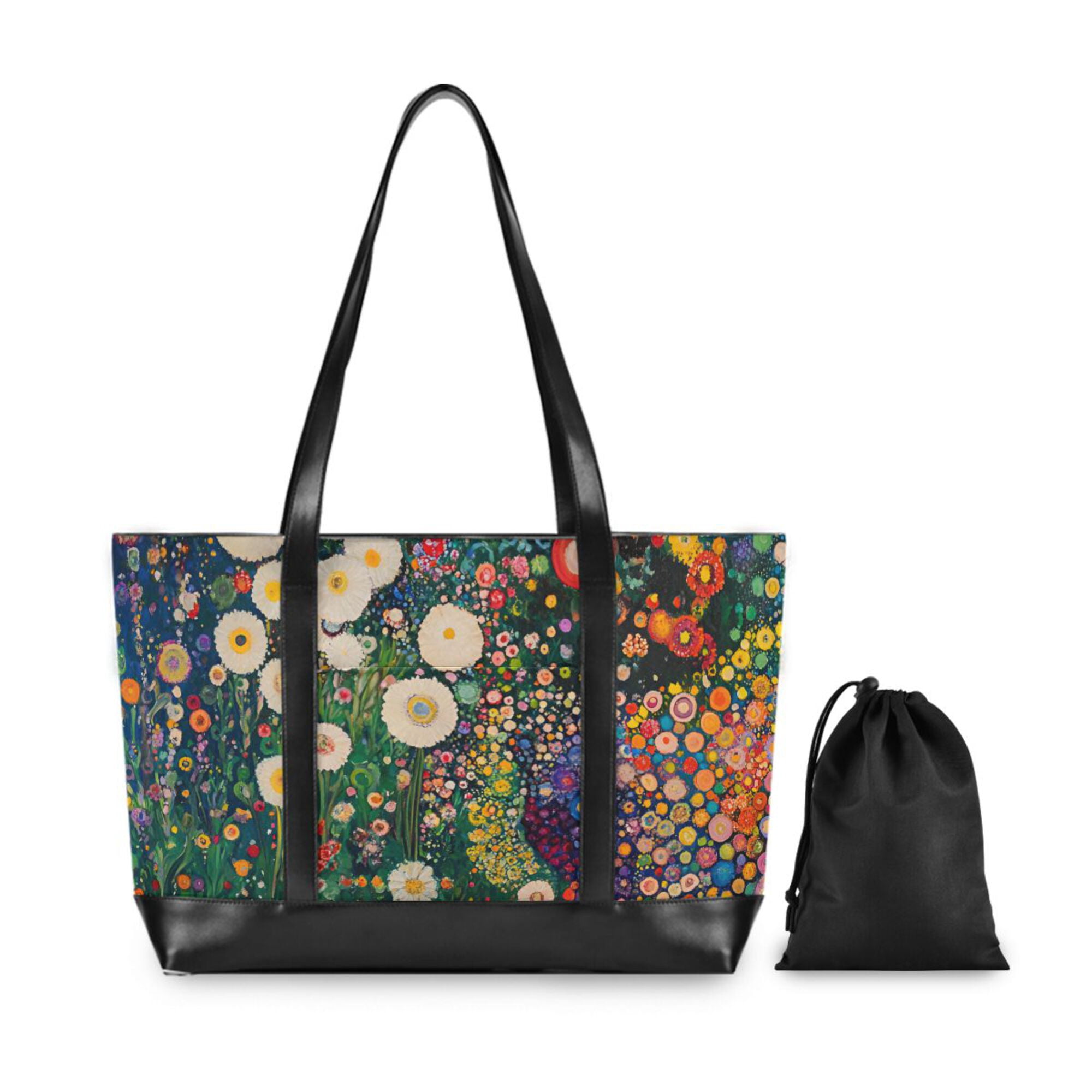 FORMRS Canvas Laptop Tote Bag for Women with 15.6" Computer Compartments Shoulder Handbag, White Floral Garden