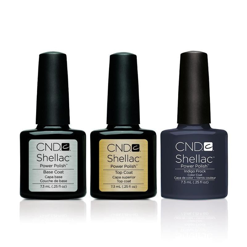 CND Creative Nail Gel Polish Shellac Combo Base, Top & Indigo Frock 0