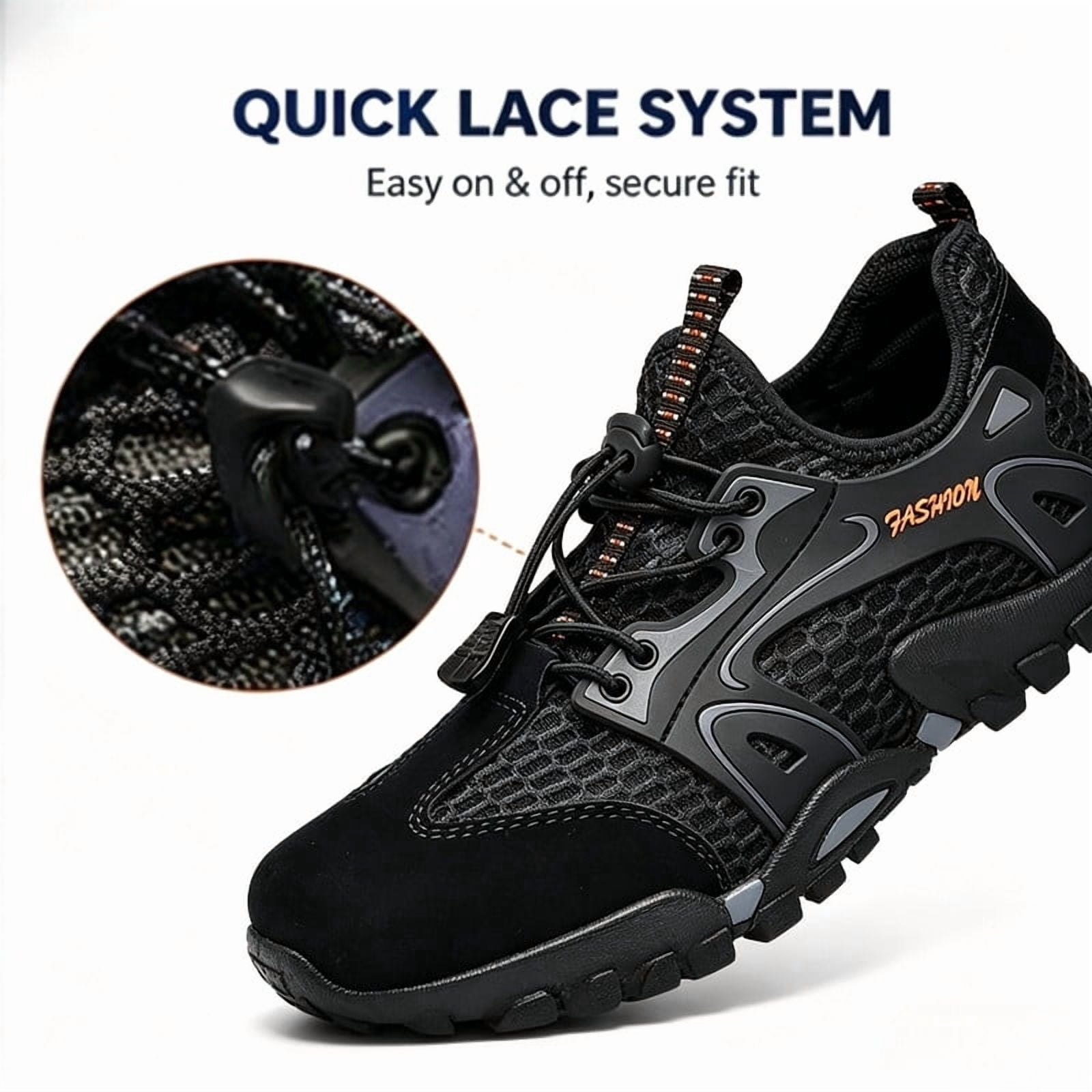 CHICVOMEY Comfortable Sneakers for Men Lightweight Breathable Slip-On Hiking Shoes Non-slip Wear Resistant Outdoor Sneakers Ideal for Summer Beach and Camping