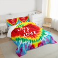 thumbnail image 3 of Manfei Watercolor Love Heart Queen Comforter Set, Love Is Love Bedding Comforter Set, Colorful Swirl Spiral Bedding Set, Ultra Soft Home Decor, 3pcs, 3 of 8