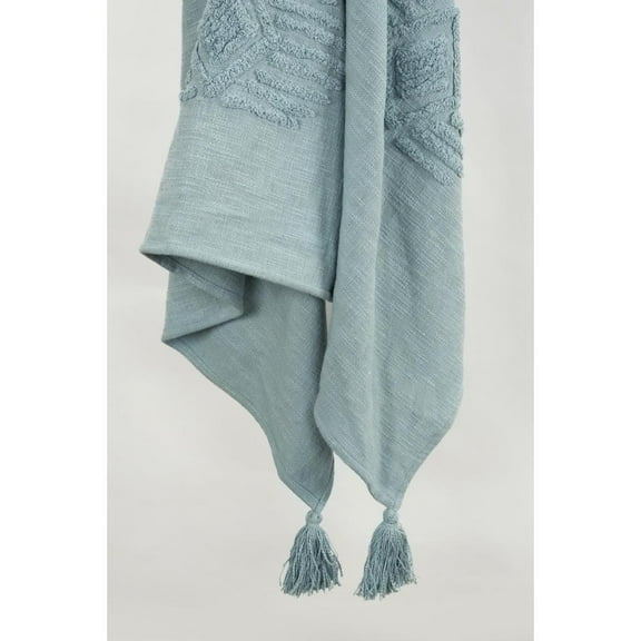 Rizzy Home  Ikat Textured Cotton Throw Teal