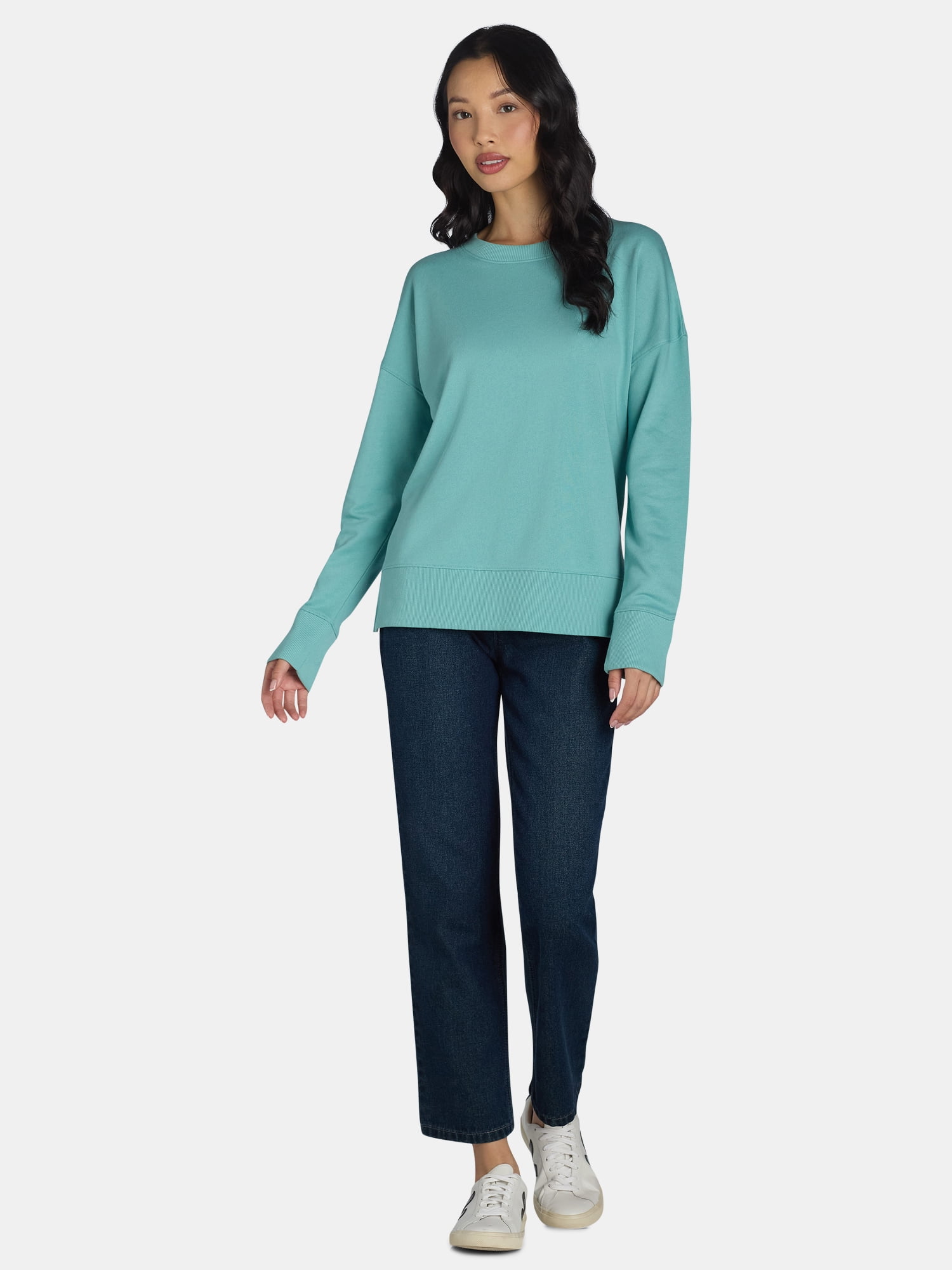 Time and Tru Women's Tunic Sweatshirt with High-Low Hem, Sizes XS -4X