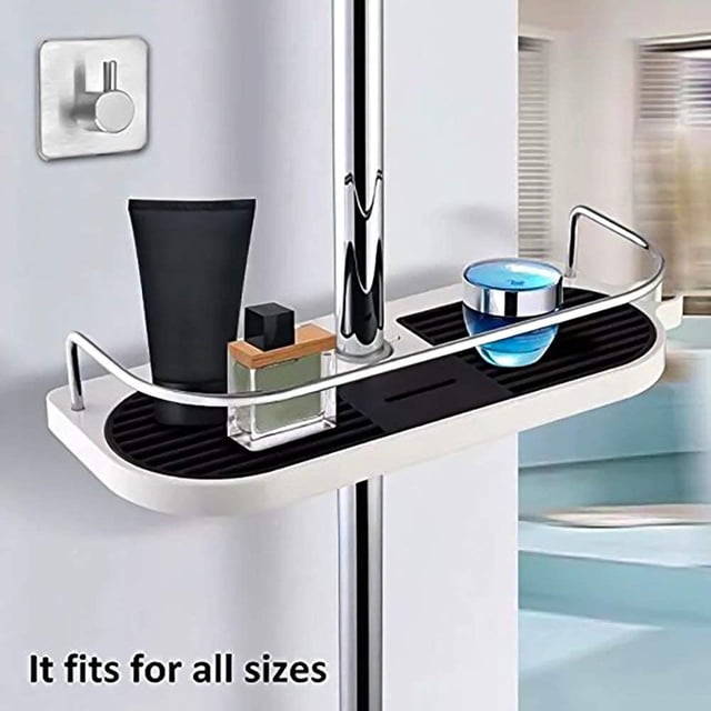 Shower Shelf Shower Rack Shelf For Hanging Made Of High Quality Abs + Solid Copper With Shower Holder And Hook, Without Drilling To Install, Suitable For All Diameters From 19 To 25mm