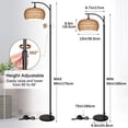 thumbnail image 4 of SERBASIC Boho Arc Floor Lamp for Living Room with Remote Control, Stepless Dimmable Rattan floor lamp with Liene Lampshade, Adjustable Standing Tall Lamp for Bedroom, 4 of 10