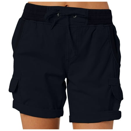 Women Casual Elastic Waist Women Shorts for Summer Pocket Cargo Shorts Spring Women s Boy Short Panties Fashion Hiking Outdoor Casual Short Sleeve Workout Tops for Women Shorts Short Underwear