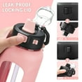 thumbnail image 5 of MUKOKO Water Bottle, 24oz Glass Drinking Bottle with Straw, Motivational Water Bottle with Leak Proof Locking Lid , Travel Sports Water Jug with Water Marker, Pink, 5 of 8