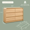 thumbnail image 2 of wow97e Modern 6 Drawers Dresser for Bedroom, 47" Wide Wood Chest of Drawers w/Curved Profile Design, for Bedroom, Living Room, Natural Oak, 2 of 6